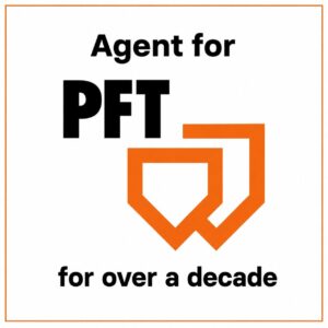 PFT agent for over a decade wording with the PFT logo in black and orange